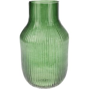 Excellent Houseware glazen vaas / bloemen vazen - groen - 12 x 23 cm