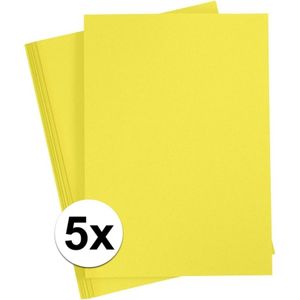 5x Geel A4 vel 180 grams - hobby karton