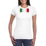 Wit t-shirt met Italiaanse vlag strikje dames -  Italie supporter