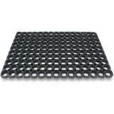 1x Rubberen deurmatten/schoonloopmatten zwart 40 x 60 cm - Deurmat schoonloopmat - Inloopmat/inloopmatten - Buitenmatten - Voeten vegen