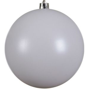 1x Grote winter witte kunststof kerstballen van 14 cm - mat - winter witte kerstboom versiering