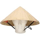 Chinese stro hoed / Chinees hoedje met kinband