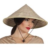 Chinese stro hoed / Chinees hoedje met kinband