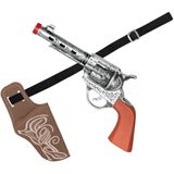 Verkleed cowboy hoed bruin/holster met een revolver voor kinderen - carnaval