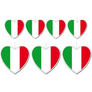 7-delige hou van Italie versiering set hartjes van 14 cm en 28 cm - Landen vlaggen feestartikelen