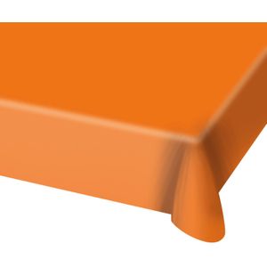 Tafelkleed van oranje plastic 130 x 180 cm - Tafellakens/tafelkleden voor verjaardag of feestje