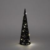 Anna Collection led kegel kerstboom lamp - zwart - D12,5 x H40 cm