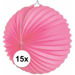 15x Lampionnen roze 22 cm