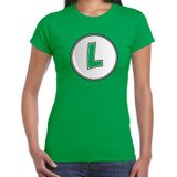 Bellatio Decorations game verkleed t-shirt dames - loodgieter Luigi - groen - carnaval/themafeest