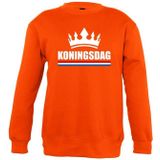Oranje Koningsdag met kroon sweater kinderen - Oranje Koningsdag kleding