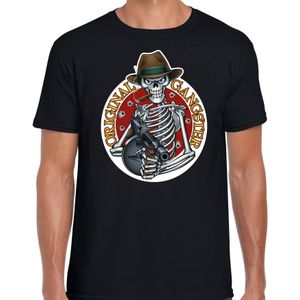 Original gangster skelet Halloween verkleed t-shirt zwart voor heren - horror gangster skelet shirt / kleding / kostuum / Halloween outfit