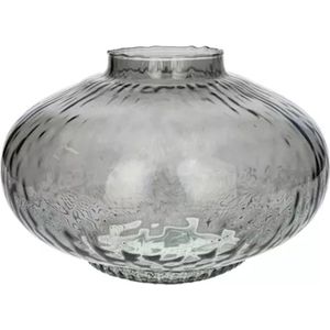 Bloemenvaas Urban - grijs transparant glas - D31 x H20 cm - decoratieve vaas - bloemen/takken