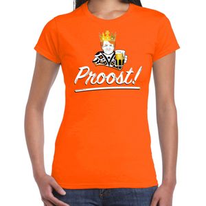 Koningsdag t-shirt Proost - oranje - dames - koningsdag outfit / kleding
