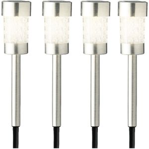 6x Buiten/tuin LED zilveren stekers solar verlichtingen 26 cm - Tuinverlichtingen - Tuinlampen - Solarlampen op zonne-energie