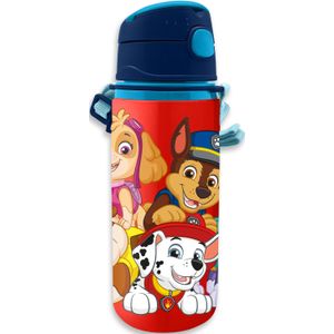 Paw Patrol drinkfles/drinkbeker/bidon met drinktuitje - rood - aluminium - 600 ml