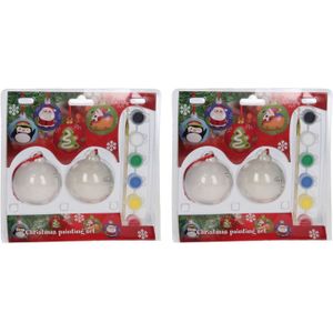 4x stuks dIY Kerstballen maken set met 2x kerstballen