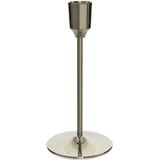 Set van 2x stuks luxe diner kaarsen staande kandelaar aluminium kleur zilver 15 cm - Diameter onderkant 7 cm