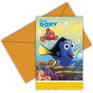 12x Disney Finding Dory uitnodigingen - thema feestje uitnodigingen