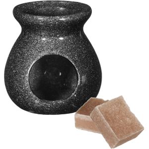 Ideas4seasons Amberblokjes/geurblokjes cadeauset - sandelhout geur - inclusief geurbrander