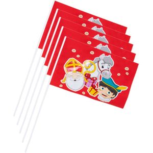 Voordeelpakket van 250x stuks Sinterklaas zwaaivlaggetjes Sint en Piet 40 cm