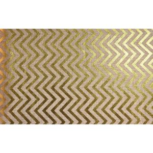 Chaks Jute tafelloper - 28 x 500 cm - beige met gouden visgraat geborduurd - Tafeldecoratie versieringen