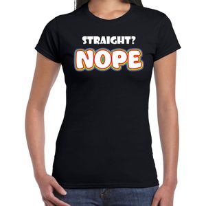 Bellatio Decorations Gay Pride shirt - straight  nope - regenboog - dames - zwart