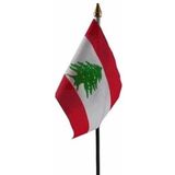 Libanon tafelvlaggetje 10 x 15 cm met standaard
