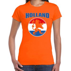 Oranje fan t-shirt voor dames - Holland met oranje leeuw - Nederland supporter - EK/ WK shirt / outfit
