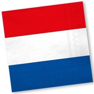 Holland rood wit blauw servetten 60 stuks - Holland/ Koningsdag thema versiering