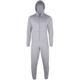 Warme onesie/jumpsuit - lichtgrijs - heren - katoen - huispakken volwassenen