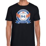 Zwart vrijgezellenfeest drinking team t-shirt heren met blauw en oranje -  Vrijgezellen team kleding mannen