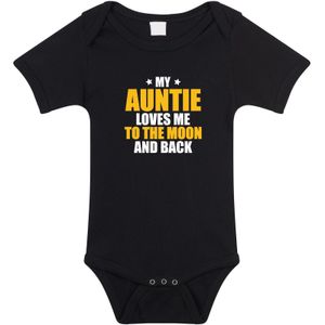Auntie loves me to the moon and back tante tekst baby rompertje zwart jongens en meisjes - Beste Tante kraamcadeau/ Aankondiging zwangerschap