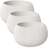 4x Stuks ronde witte Splofy kunststof bloempotten/plantenpotten 2,3 liter - 16 cm - binnen/buiten decoratie