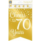 Paperdreams Luxe 70 jaar/Happy Birthday feestversiering set - Ballonnen &amp; vlaggenlijnen - wit/goud