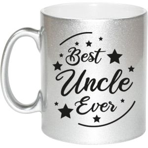 Best Uncle Ever cadeau koffiemok / theebeker - zilverkleurig - 330 ml - verjaardag / bedankje