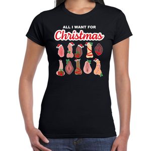 Bellatio Decorations foute kersttrui/t-shirt dames - All I want for Christmas - piemel/vagina -zwart