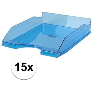 15 stuks brievenbakjes transparant blauw A4 formaat - postbakjes