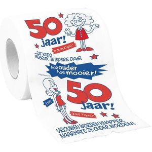Toiletpapier/wc-papier 50 jaar vrouw met grappige tekst - 50e verjaardag - versiering / decoratie