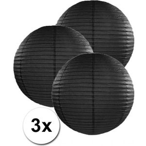 3x zwarte lampionnen 35 cm
