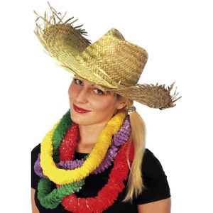 4x stuks hawaii of strandhoed voor volwassenen - Stro hoeden/feesthoeden/verkleed hoedjes