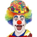 Clown verkleed set gekleurde pruik met bolhoed flower power - Carnaval clowns verkleedkleding en accessoires