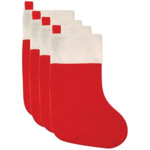 Kerstsokken - rood - 4 stuks - 41 cm - 20 x 41 cm -  polyester