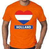 Oranje Holland hart vlag grote maten shirt heren - Holland supporter/ fan kleding