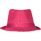 Carnaval verkleed set - hoedje en bretels - fuchsia roze - dames/heren