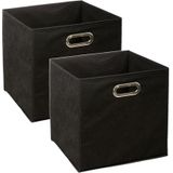 Set van 4x stuks opbergmand/kastmand 29 liter zwart linnen 31 x 31 x 31 cm - Opbergboxen - Vakkenkast manden