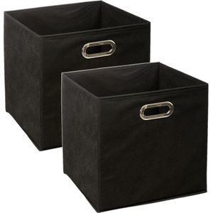 Set van 4x stuks opbergmand/kastmand 29 liter zwart linnen 31 x 31 x 31 cm - Opbergboxen - Vakkenkast manden