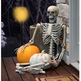 Set van 2x stuks Halloween horror decoratie solar LED tuinfakkels zwart 58 cm - Tuinverlichting/thema feestversiering