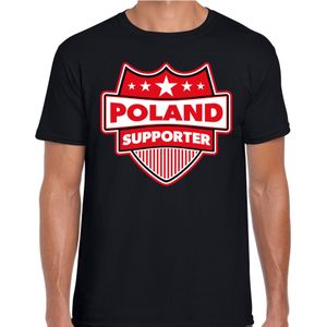 Poland supporter schild t-shirt zwart voor heren - Polen landen t-shirt / kleding - EK / WK / Olympische spelen outfit