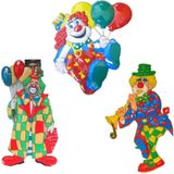 Carnaval versieringen pakket - 3x grote plastic wand decoratie clowns