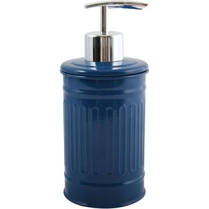 MSV Zeeppompje/dispenser - Industrial - metaal - marine blauw/zilver - 7.5 x 17 cm - 250 ml